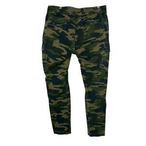 True Religion Camo Cargo Pants Men 34x32 Green Utility Drawstring Y2K Camoflauge